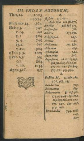 III. Index Autorum.