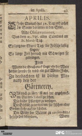 Haußhaltung im Aprili.