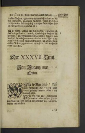 Der XXXVII. Titul.