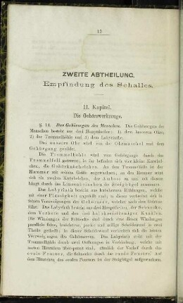 ZWEITE ABTHEILUNG. Empfindung des Schalles