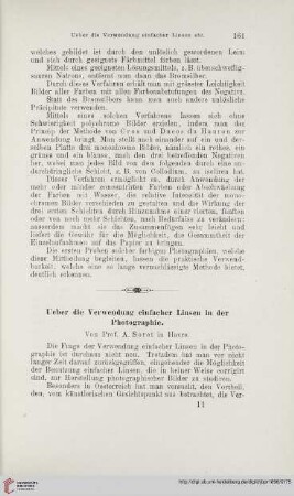 Ueber die Verwendung einfacher Linsen in der Photographie