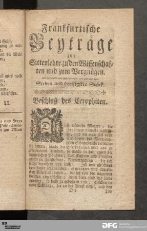 Sieben und dreisigstes Stück. Beschluß des Xerophiten.