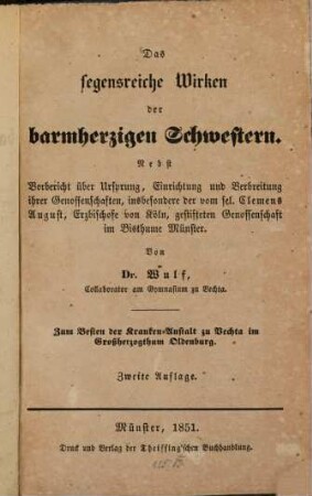Das segensreiche Wirken der barmherzigen Schwestern