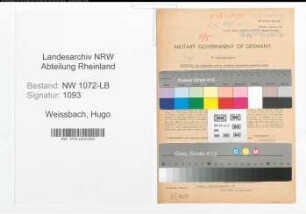 Entnazifizierung Hugo Weissbach , geb. 02.11.1886 (Postbeamter)