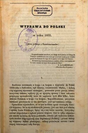 Wyprawa do Polski w roku 1833 : przez jednego z Emmissariuszów