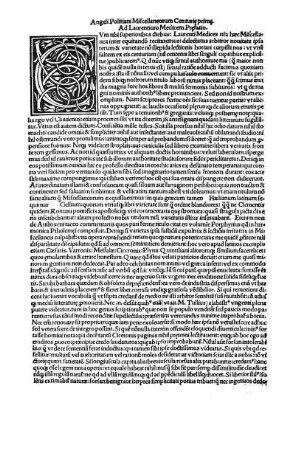 Angeli Politiani Miscellaneorum Centurie prime