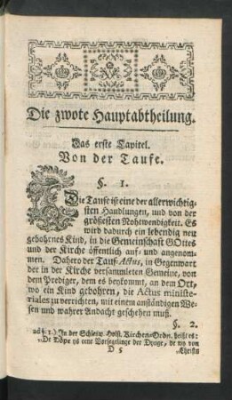 Die zwote Hauptabtheilung.