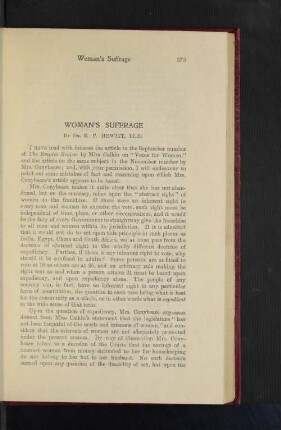 Woman's Suffrage