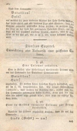 Fünftes Capitel. Entwickelung oder Aufmarsch einer geöffneten Colonne.