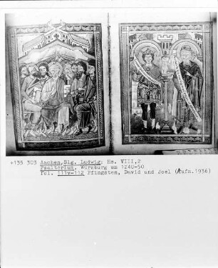 Psalter mit Cantica und Officium parvum — Prophetenbild mit David und Joel, Folio 112recto