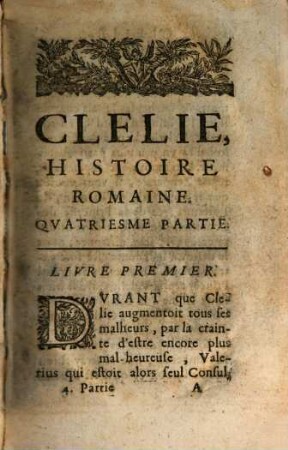 Clélie : histoire romaine. [7]. 4. partie. - 1658