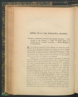 Crónica de la vida intelectual francesa