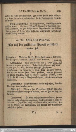 Ad. Tit. XXIX. Ord. Proc. Vet. Wie auf den publicirten Beweis verfahren werden soll