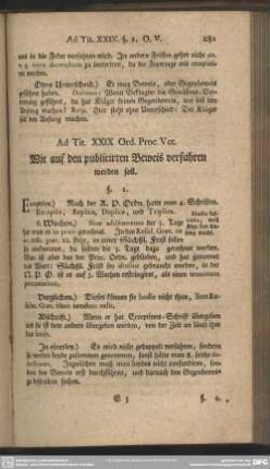 Ad. Tit. XXIX. Ord. Proc. Vet. Wie auf den publicirten Beweis verfahren werden soll