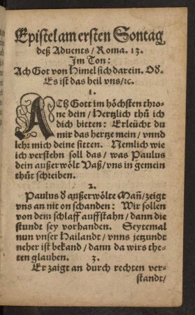 Epistel am ersten Sontag deß Advents ... - Epistel am grünen Donnerstag ...