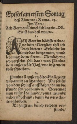 Epistel am ersten Sontag deß Advents ... - Epistel am grünen Donnerstag ...