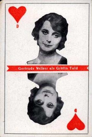 Reklame-Spielkarte. Uco-Film der Decla Bioscop. Gertrude Welker als Gräfin Told.