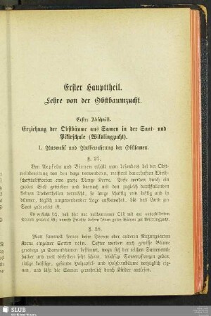 Erster Haupttheil. Lehre von der Obstbaumzucht