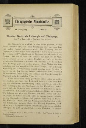 Theodor Waitz als Philosoph und Pädagoge