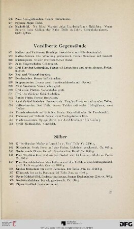Versilberte Gegenstände (Nr. 541-558)