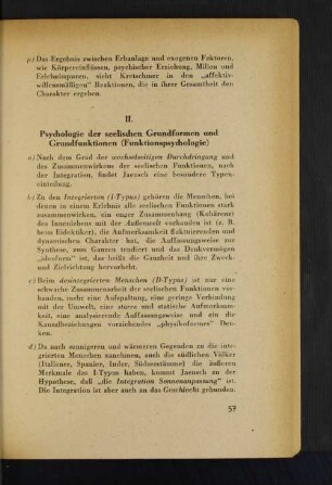 II. Psychologie der seelischen Grundformen und Grundfunktionen (Funktionspsychologie)