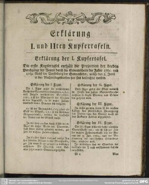 Erklärung der I. und IIten Kupfertafeln