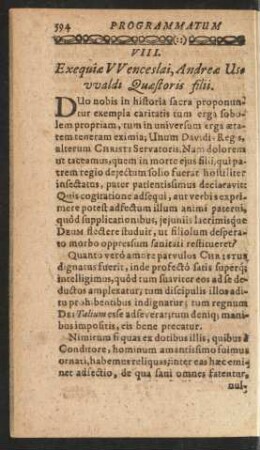 VIII. Exequiae Wenceslai, Andreae Uswaldi Quaestoris filii.