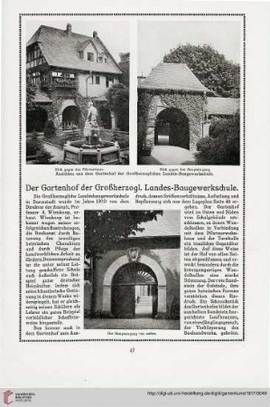 30: Der Gartenhof der Großherzogl. Landes-Baugewerkschule