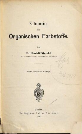 Chemie der organischen Farbstoffe