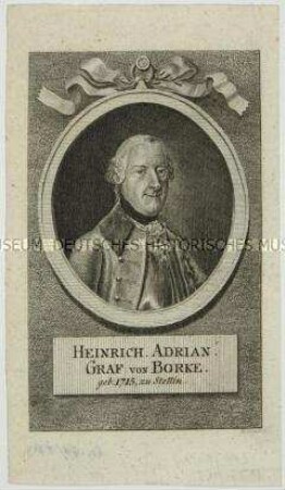 Brustbildnis von Heinrich Adrian Graf von Borcke, dem militärischen Erzieher des späteren Königs Friedrich Wilhelm II., in ovalem Rahmen