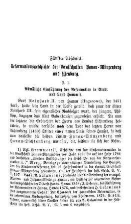 Fünfter Abschnitt. Reformationsgeschichte der Grafschaften Hanau-Münzenberg und Ysenburg.