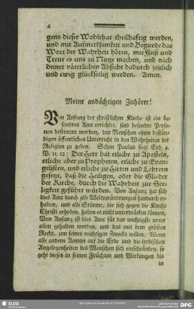 Meine andächtigen Zuhörer!