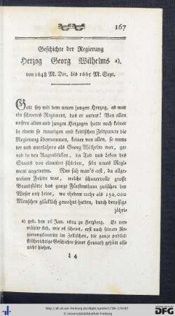 Geschichte der Regierung Herzog Georg Wilhelms von 1648 bis 1665.