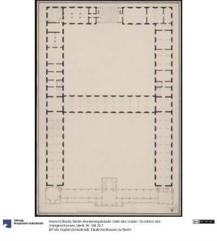 Berlin. Akademiegebäude Unter den Linden. Grundriss des Obergeschosses