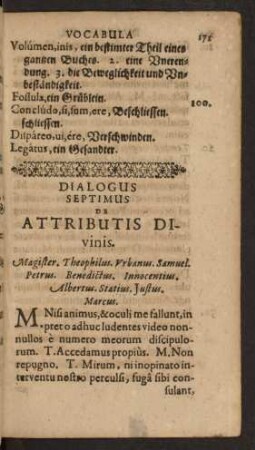 Dialogus Septimus De Attributis Divinis.