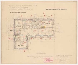 Neubau eines Wohnhauses für Staatsrat Gründgens im Bellevuepark, Berlin: Warmwasserheizung im Grundriss Dachgeschoss 1:100