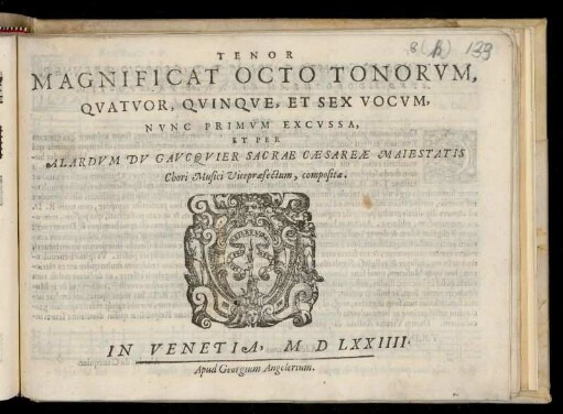 Alarde du Gaucquier: Magnificat octo tonorum. Tenor