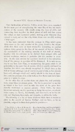 Section VIII: Gates of Servius Tullius