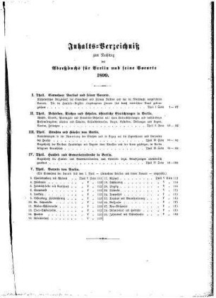 Inhalts= Verzeichniß zum Nachtrag des Adreßbuches für Berlin und seine Vororte 1899