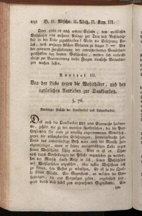 Kapitel III. Von der Liebe gegen die Wohlthäter, und den natürlichen Antrieben zur Dankbarkeit.