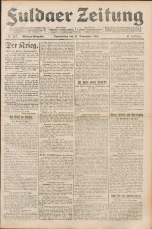 Ausgabe vom Donnerstag, den 19. November 1914.