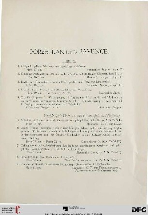 Porzellan und Fayence (Nr. 1-92)