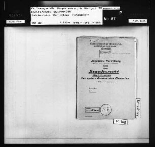 Pässe, Passierscheine und Interzonenpässe für Beamte; Sonderausweise für Dienstreisen
