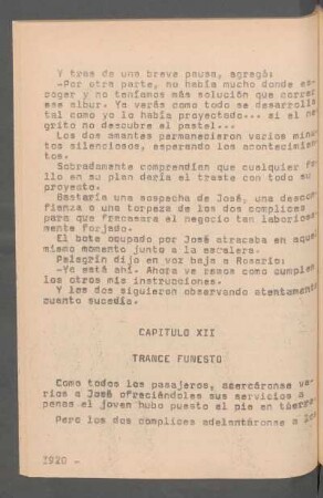 Capítulo XII - Trance funesto