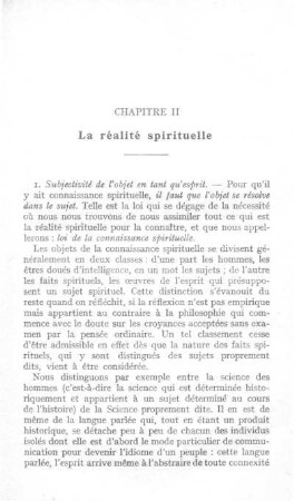 Chapitre II. - La réalité spirituelle