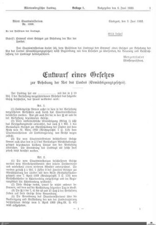 2,152: Landtag Württemberg - Kammer 2, Beilagen 1933