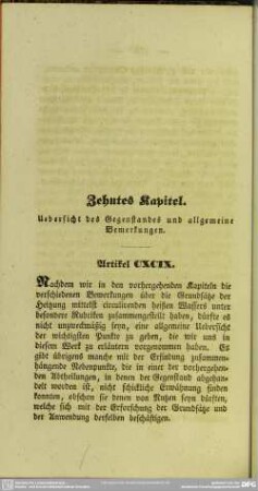 Zehntes Kapitel. Uebersicht des Gegenstandes und allgemeine Bemerkungen