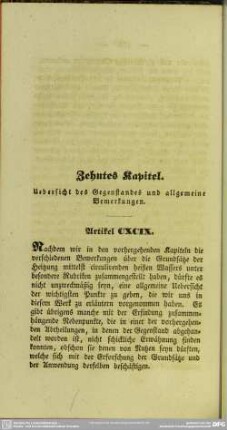 Zehntes Kapitel. Uebersicht des Gegenstandes und allgemeine Bemerkungen