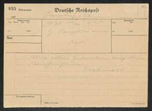 Brief von Fritz Brehmer und Leni Brehmer an Gerhart Hauptmann