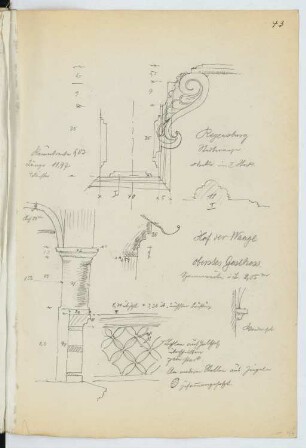 Neue Waag, Regensburg: Details (aus: Skizzen- und Fotoalbum 21)